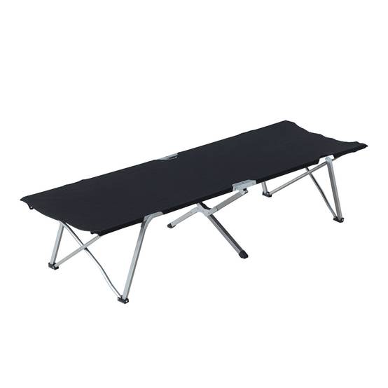 Lit de Camp Pliant Oxford 600D avec Armature Métal, 136 kg, Plage/Randonnée, 193 x 64 x 40 cm, Noir - Image 1