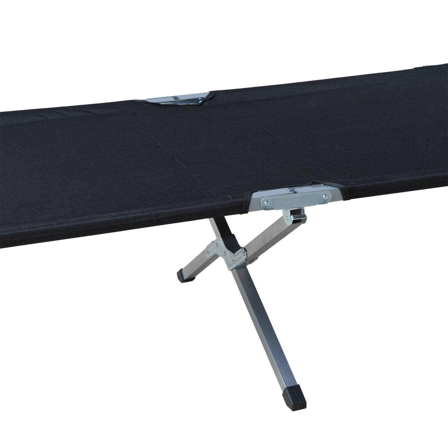 Lit de Camp Pliant Oxford 600D avec Armature Métal, 136 kg, Plage/Randonnée, 193 x 64 x 40 cm, Noir - Image 10