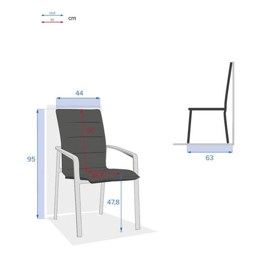 Hesperide - Fauteuil de jardin empilable "Diese" anthracite & graphite en aluminium traité époxy Hespéride - Image 7
