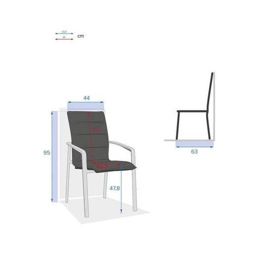 Hesperide - Fauteuil de jardin empilable "Diese" anthracite & graphite en aluminium traité époxy Hespéride - Image 4