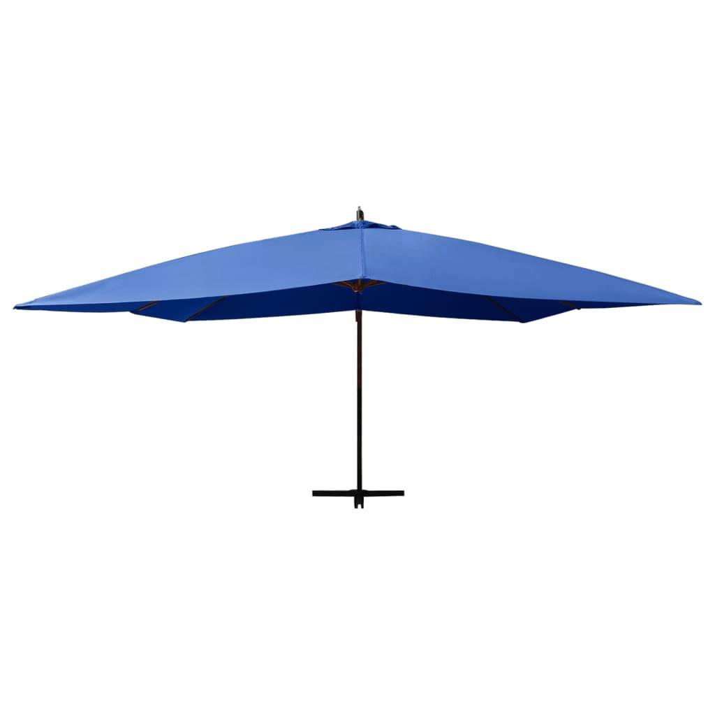 Helloshop26 - Parasol meuble de jardin en porte-à-faux avec mât en bois 400 x 300 cm bleu azuré - Imagen 3