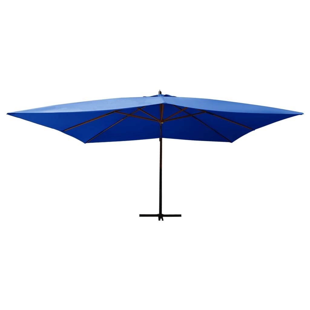Helloshop26 - Parasol meuble de jardin en porte-à-faux avec mât en bois 400 x 300 cm bleu azuré - Imagen 2