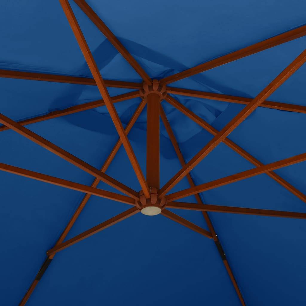 Helloshop26 - Parasol meuble de jardin en porte-à-faux avec mât en bois 400 x 300 cm bleu azuré - Imagen 5