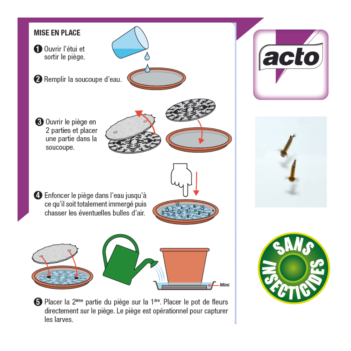 Lot de 5 pièges à larves moustiques Acto - Protection naturelle pour jardins - Image 4