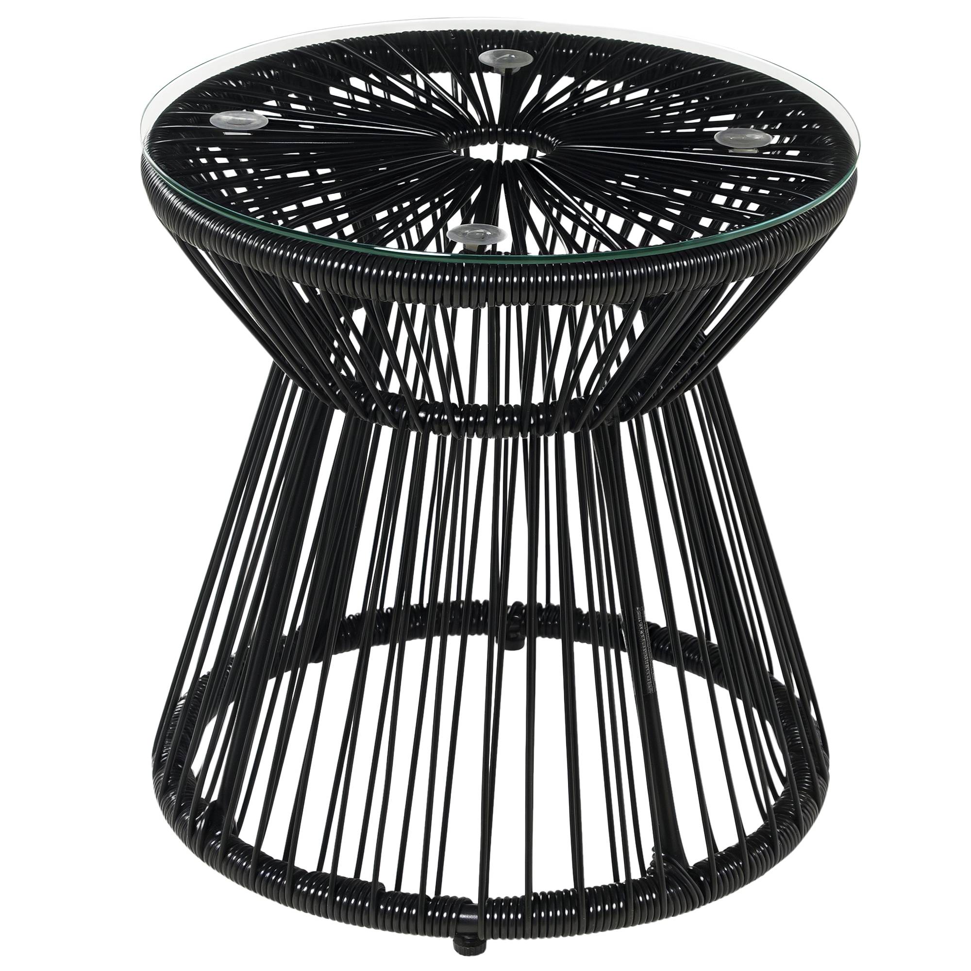 Sans Marque - Table jardin bohème intempéries rotin PE 40x40x42 cm noire
