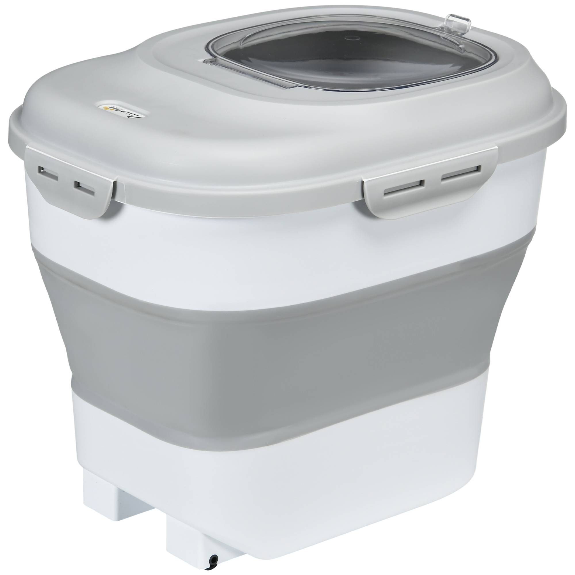 Conteneur à croquettes pour chien de 25 L avec roulettes, verre doseur, gamelle pliable et pelle, gris - Image 2
