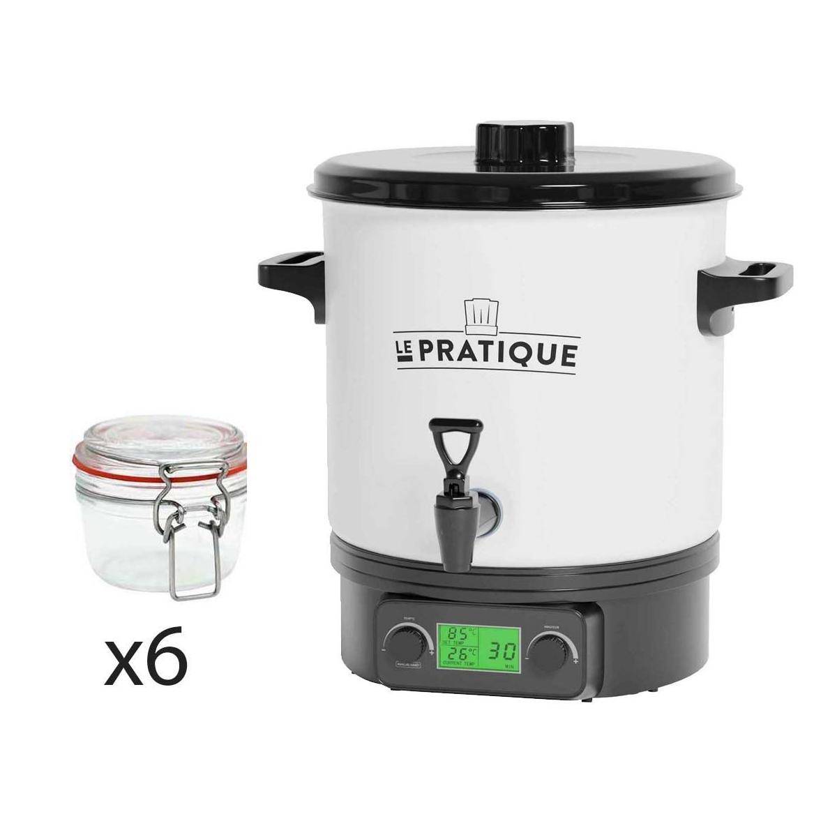 LE PRATIQUE - Stérilisateur automatique en émail écran LCD avec 6 bocaux Stérilisateur + 6 bocaux de 125 ml - Imagen 1