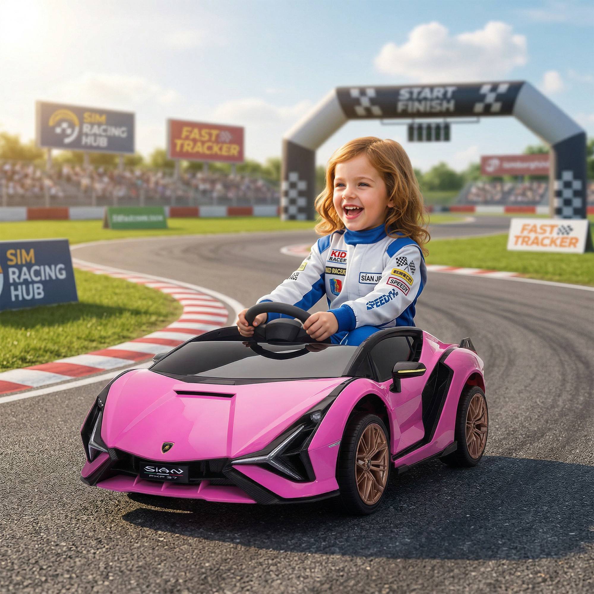 Aosom Voiture Électrique 12V pour Enfants avec Télécommande Parentale Rose Aosom Voiture Électrique 12V pour Enfants avec Télécommande Parentale Rose