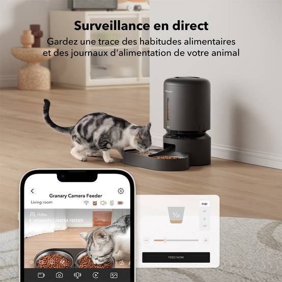 Distributeur automatique de croquettes avec caméra - 5L - Dual Food Granary Noir - Image 3
