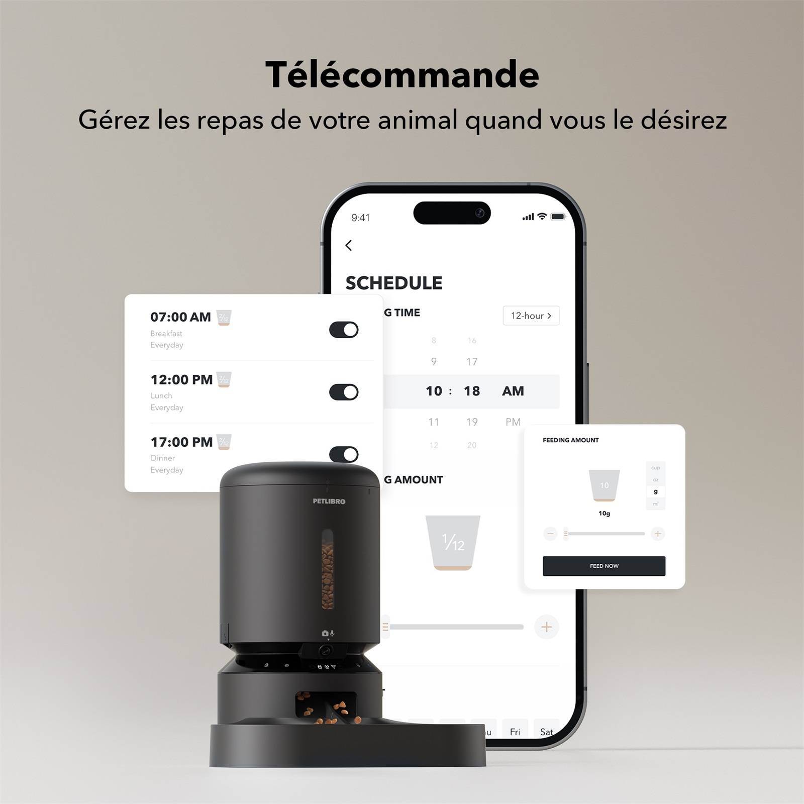 Distributeur automatique de croquettes avec caméra - 5L - Dual Food Granary Noir - Image 5