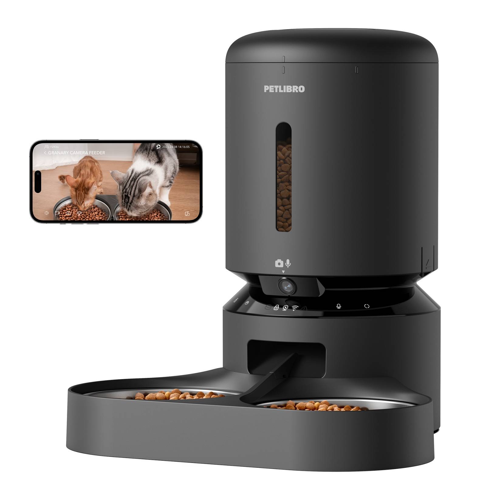Distributeur automatique de croquettes avec caméra - 5L - Dual Food Granary Noir - Image 1