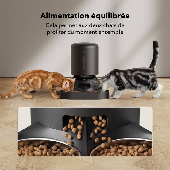 Distributeur automatique de croquettes avec caméra - 5L - Dual Food Granary Noir - Image 4