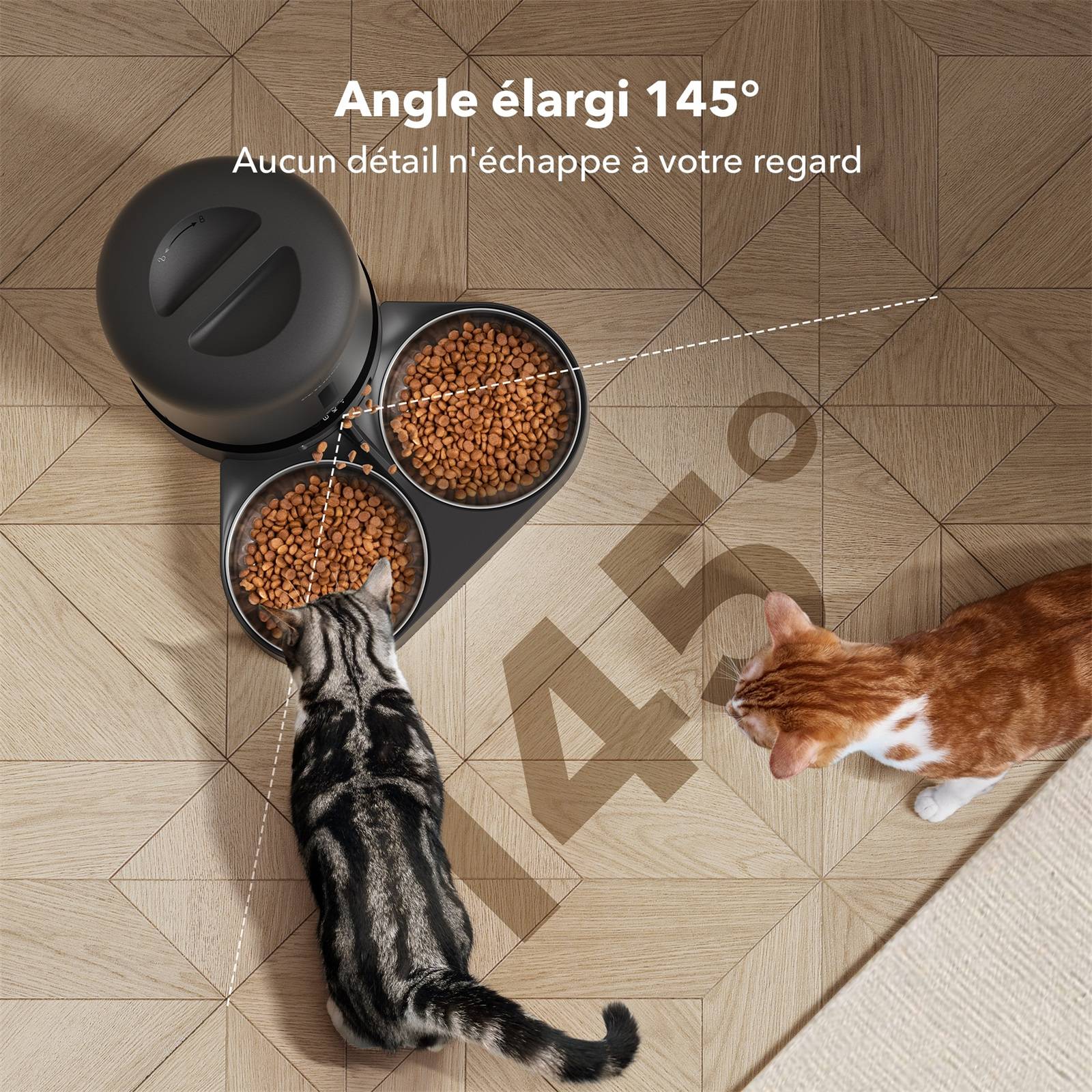 Distributeur automatique de croquettes avec caméra - 5L - Dual Food Granary Noir - Image 2
