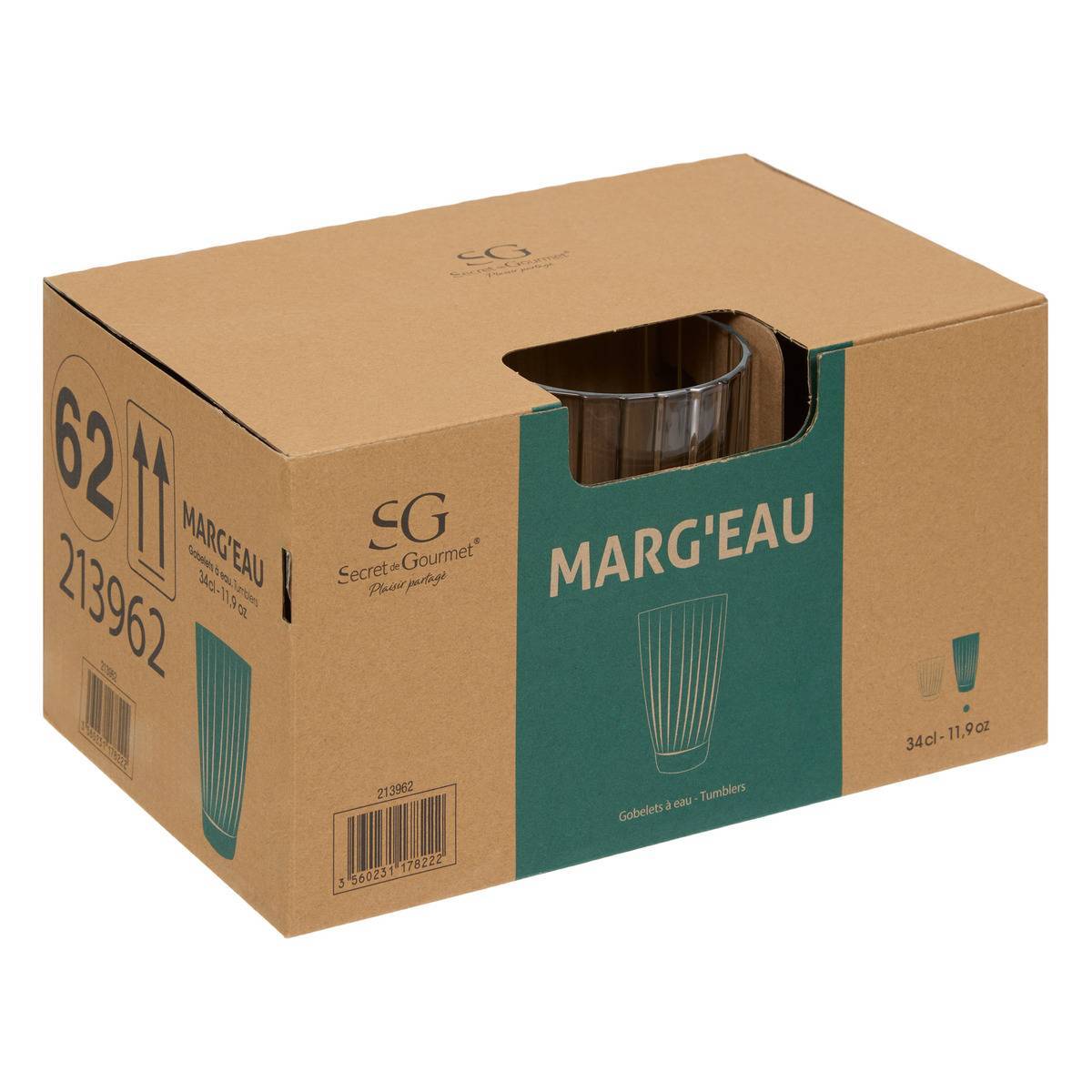 Atmosphera - Lot de 6 Gobelet haut Marg'eau transparent 340 ml - Atmosphera Créateur d'intérieur - Image 3