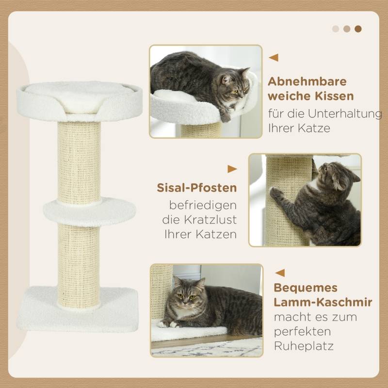 Arbre à chat 91cm avec lit et plateforme en laine d'agneau crème - Image 5