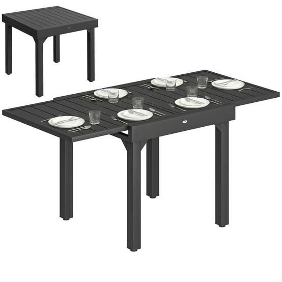 Table de jardin extensible aluminium pour 6 personnes repas extérieur 160cm noir - ComfortXL Outdoor Living - Image 1
