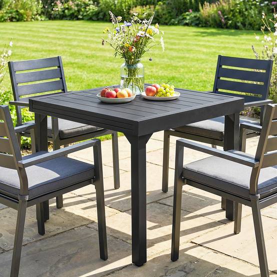 Table de jardin extensible aluminium pour 6 personnes repas extérieur 160cm noir - ComfortXL Outdoor Living - Image 10