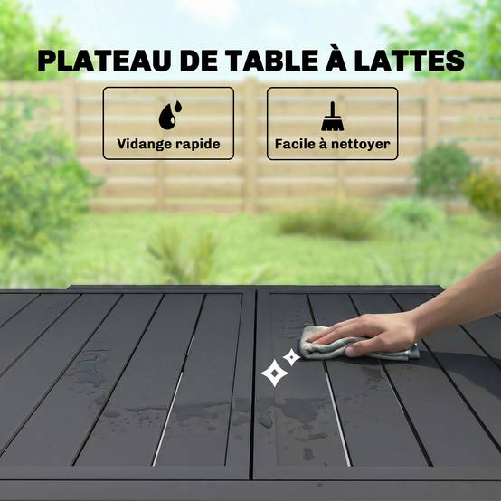 Table de jardin extensible aluminium pour 6 personnes repas extérieur 160cm noir - ComfortXL Outdoor Living - Image 7