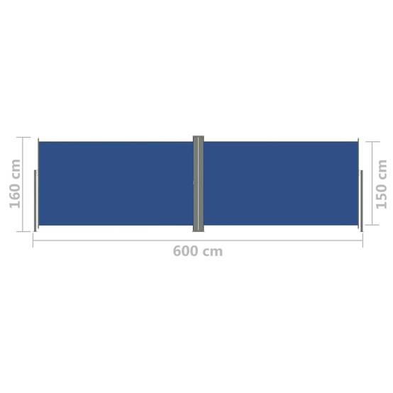 Helloshop26 - Auvent paravent store brise-vue latéral rétractable de patio jardin terrasse balcon protection visuelle écran 160 x 600 cm bleu - Imagen 6