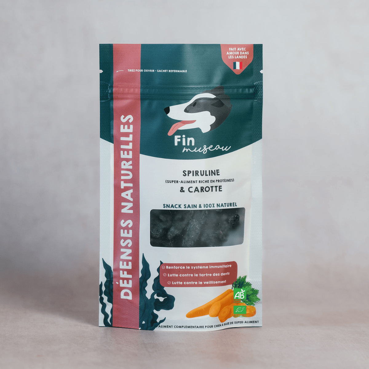 Fin Museau - Friandises Bio Sans Céréales Spiruline & Carottes pour Chien - Imagen 2