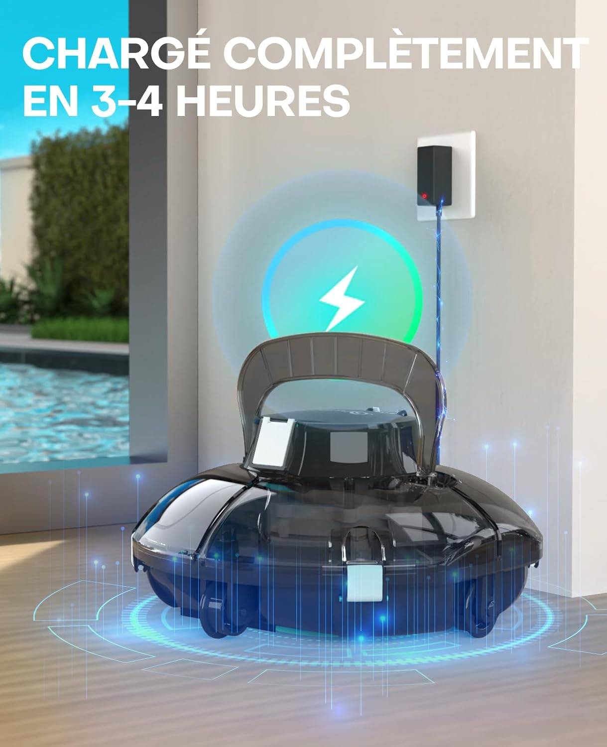 WYBOT - Robot Piscine Sans Fil WINNY 200 idéal pour Piscines Hors Sol ? Double Filtration, Autonomie 75 min, Léger et Compact - Image 5