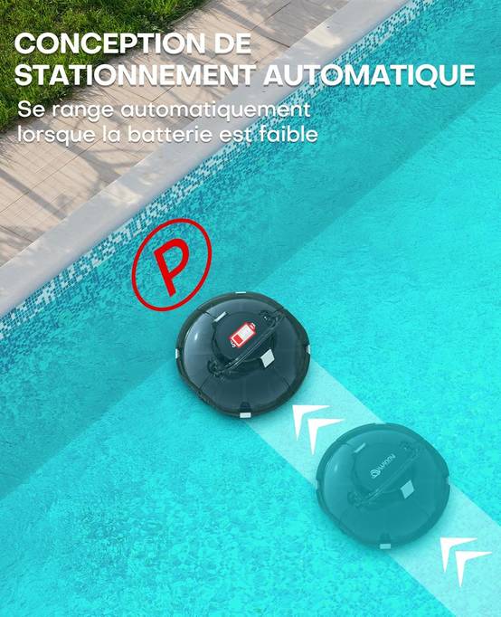 WYBOT - Robot Piscine Sans Fil WINNY 200 idéal pour Piscines Hors Sol ? Double Filtration, Autonomie 75 min, Léger et Compact - Image 4