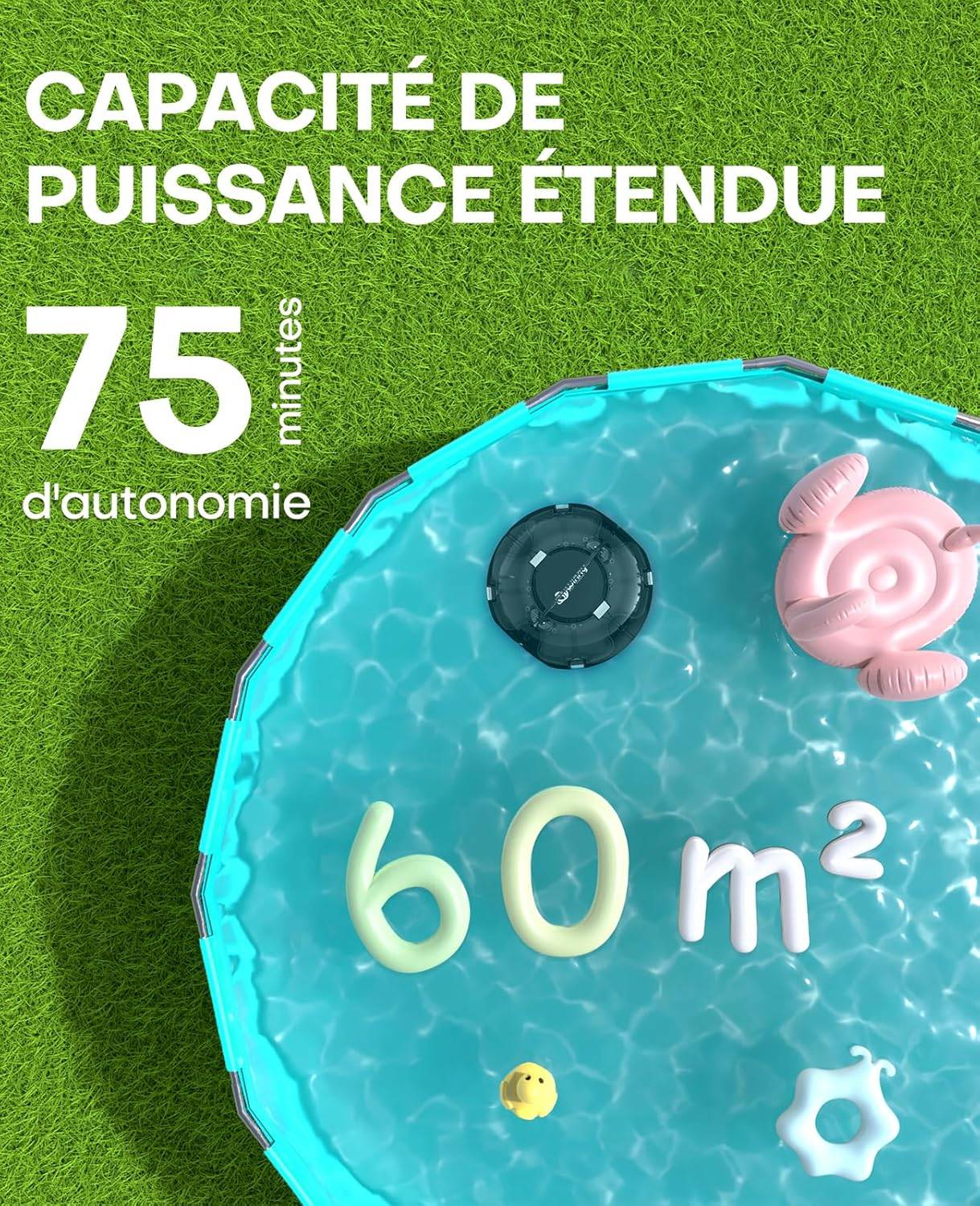 WYBOT - Robot Piscine Sans Fil WINNY 200 idéal pour Piscines Hors Sol ? Double Filtration, Autonomie 75 min, Léger et Compact - Image 6