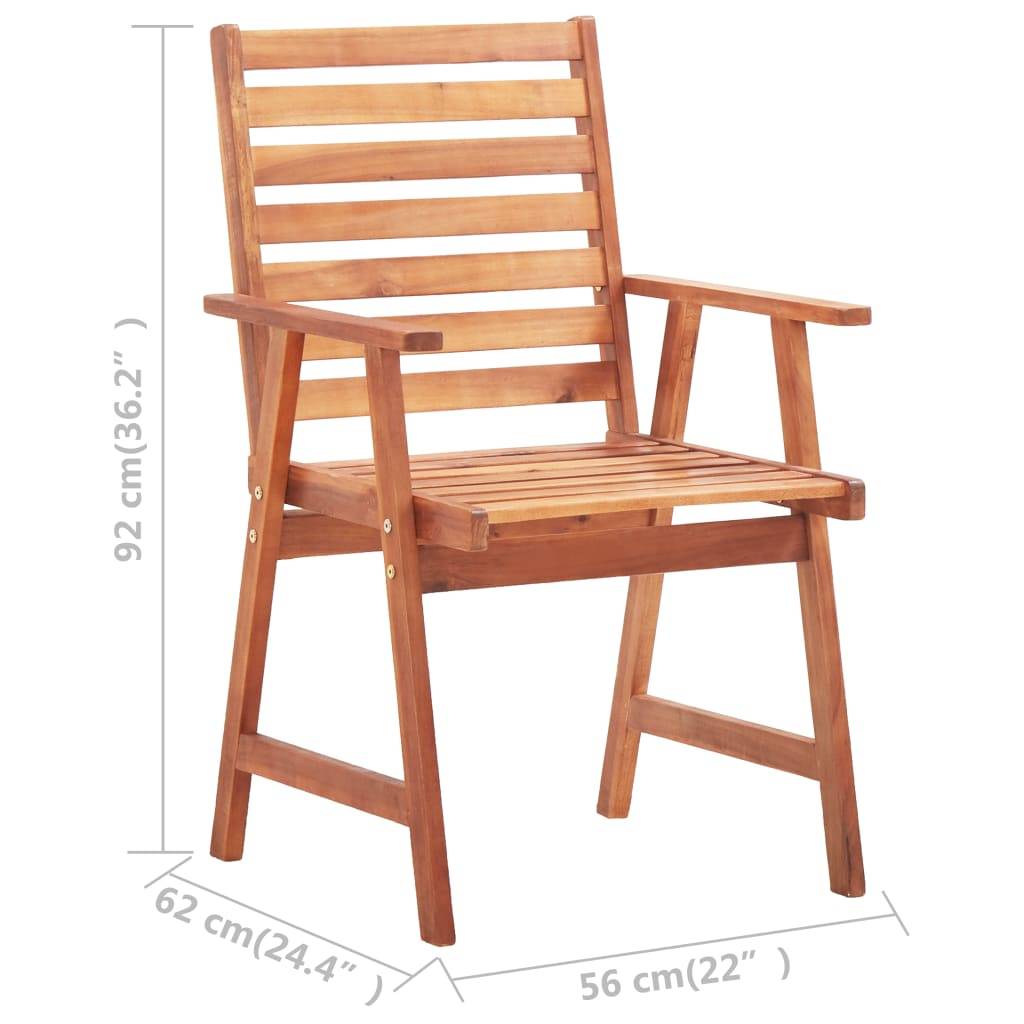 Chaises de jardin lot de 2 bois d'acacia naturel 56 x 62 x 92 cm - PANGIVO - Image 8
