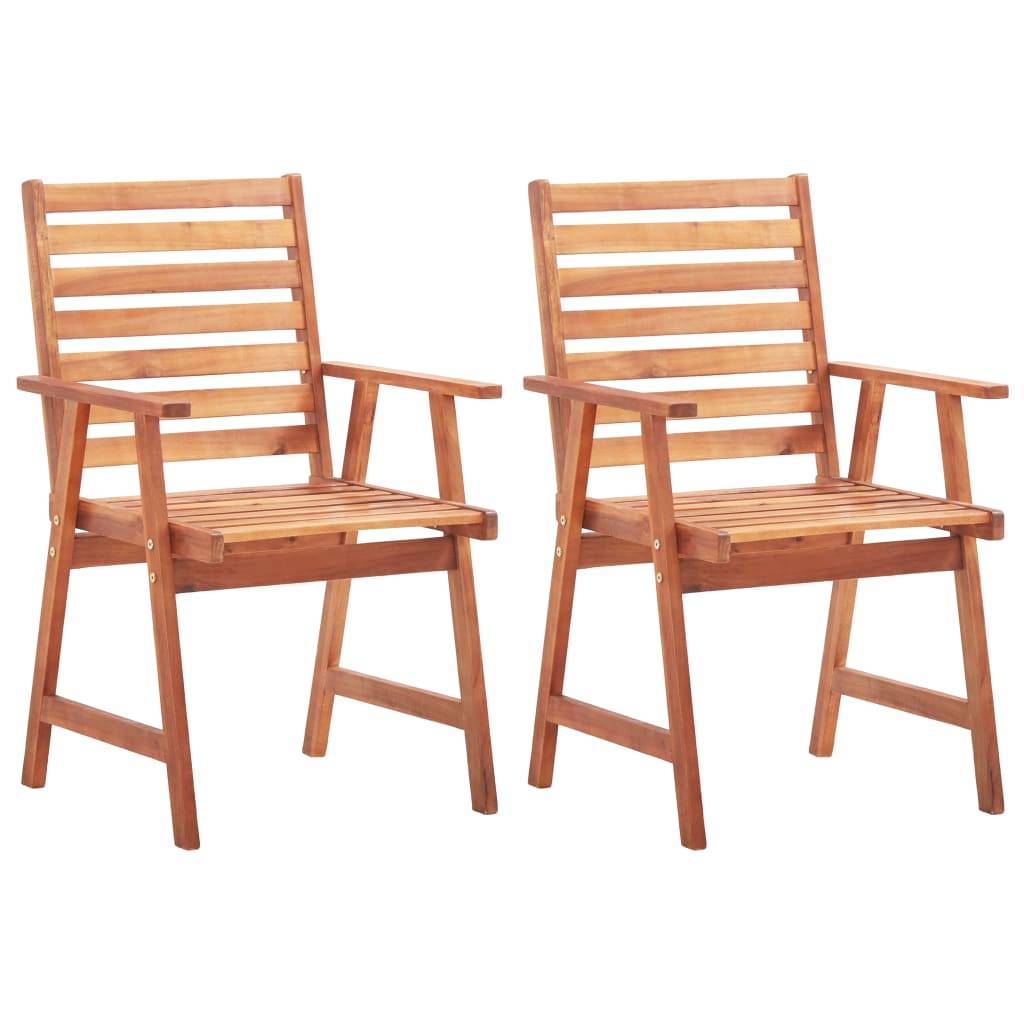 Chaises de jardin lot de 2 bois d'acacia naturel 56 x 62 x 92 cm - PANGIVO