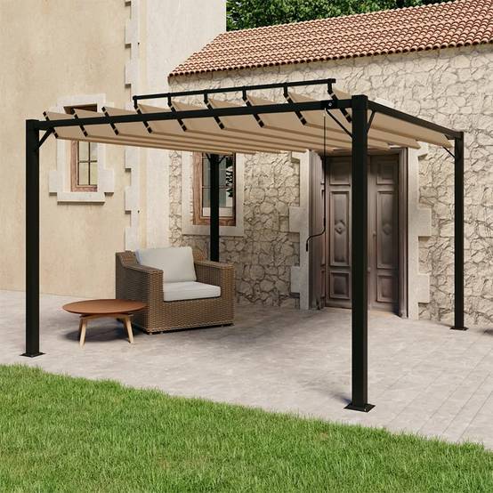 Pergola Bioclimatique Aluminium Toit à Persiennes Réglables pour Extérieur Taupe 3x3 m – ComfortXL Outdoor Living - Image 1