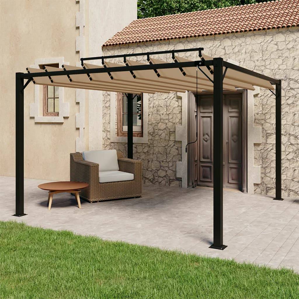 Pergola Bioclimatique Aluminium Toit à Persiennes Réglables pour Extérieur Taupe 3x3 m – ComfortXL Outdoor Living - Image 1