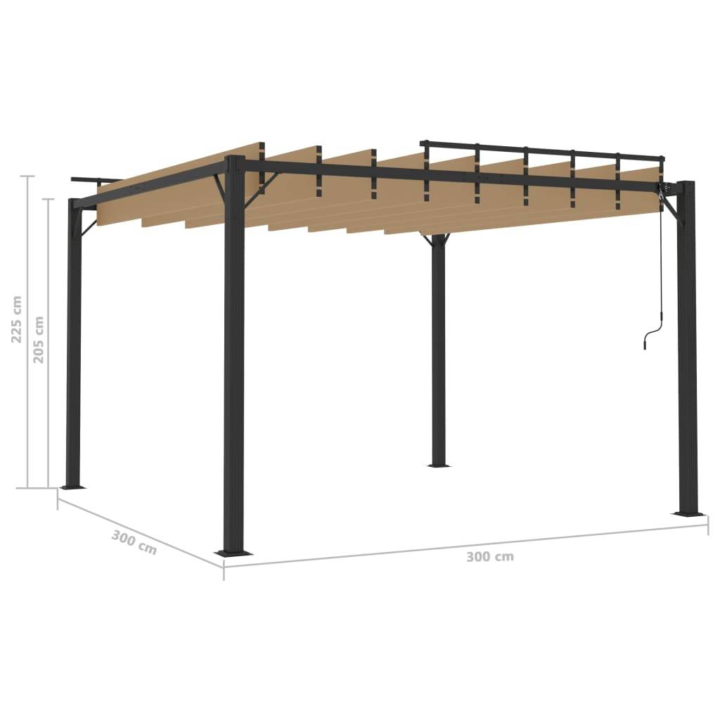 Pergola Bioclimatique Aluminium Toit à Persiennes Réglables pour Extérieur Taupe 3x3 m – ComfortXL Outdoor Living - Image 8