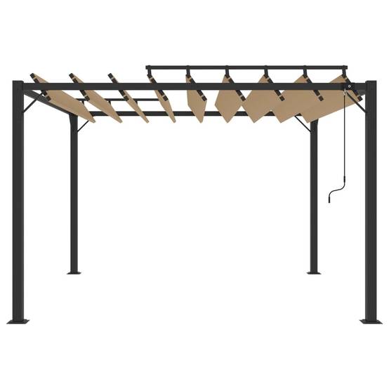 Pergola Bioclimatique Aluminium Toit à Persiennes Réglables pour Extérieur Taupe 3x3 m – ComfortXL Outdoor Living - Image 3