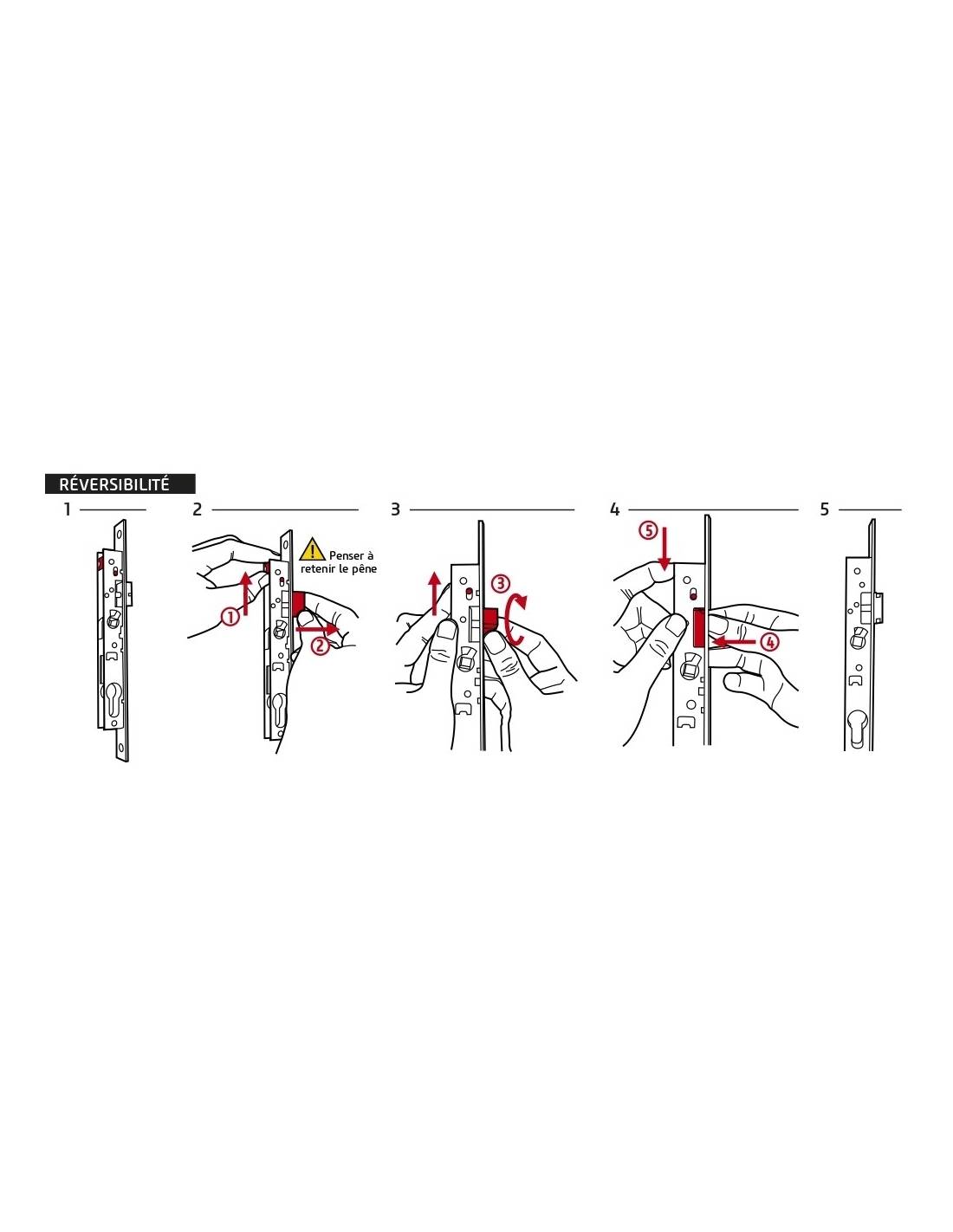 Boitier de serrure à cylindre profilé L45/A30/EA70 THIRARD réversible têtière INOX sans gâche / sans rouleau - 00015730 - Imagen 3