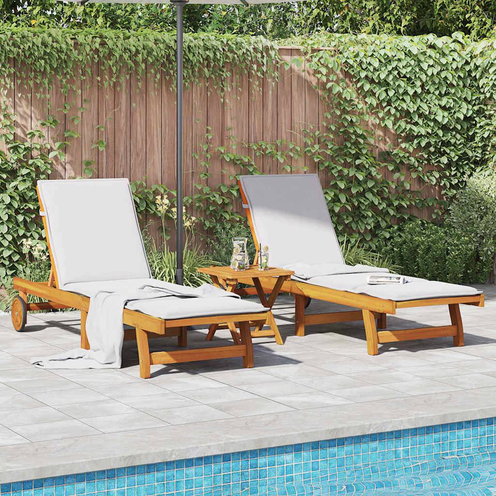 2 pcs Chaises longue | Transat | Bain de soleils Bois d'acacia solide - Image 2