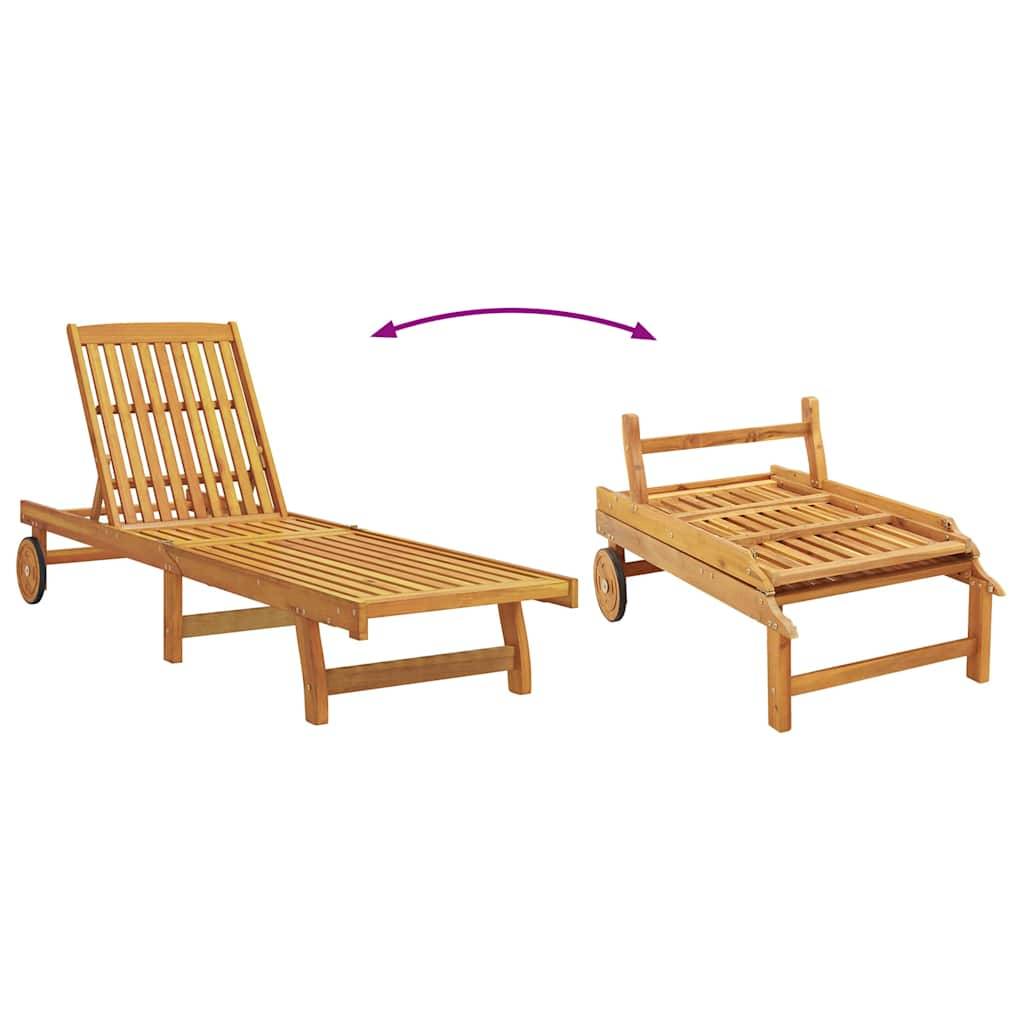 2 pcs Chaises longue | Transat | Bain de soleils Bois d'acacia solide - Image 5