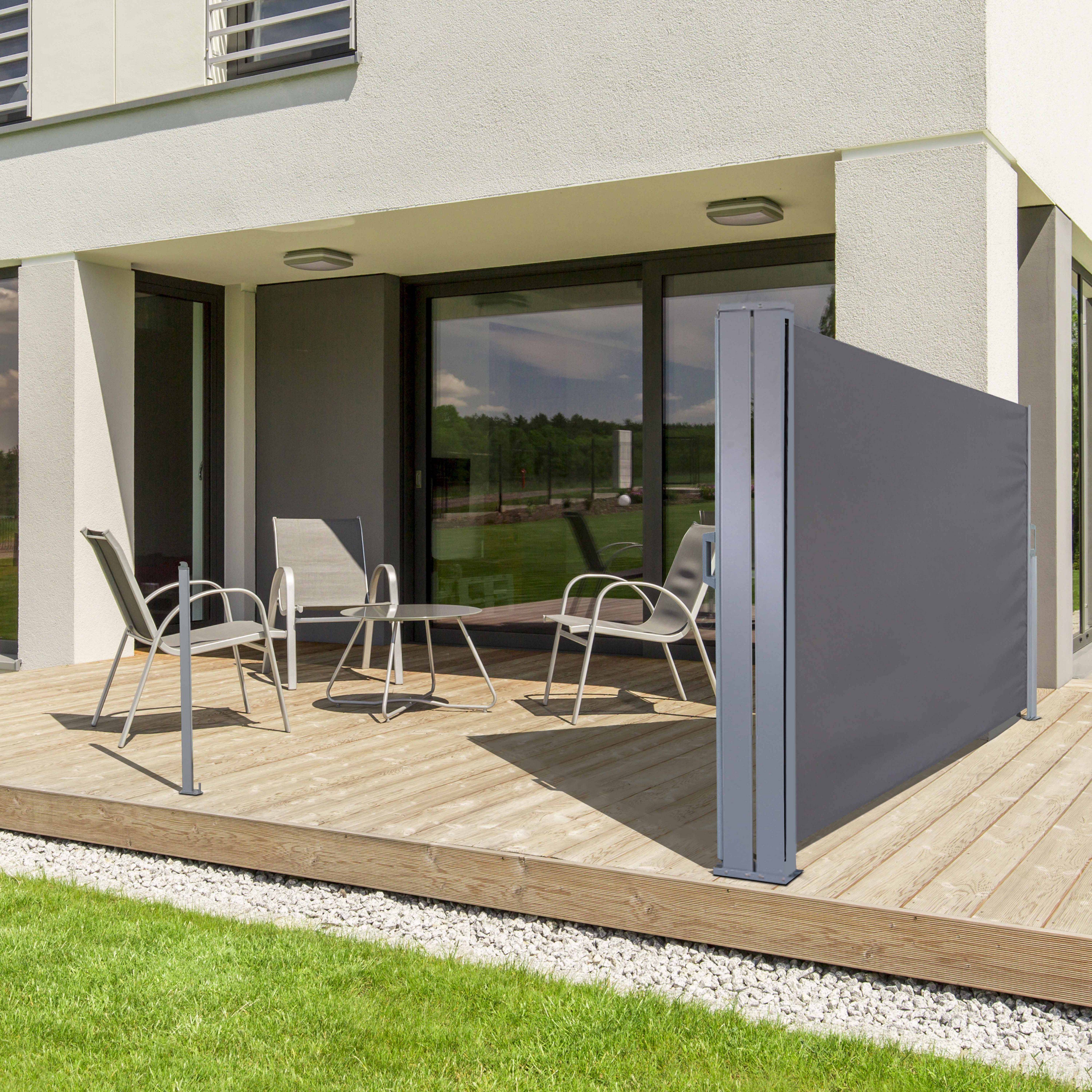Oviala - Double paravent brise vue occultant rétractable - 6 x 1,60 m gris - Oviala - Imagen 4