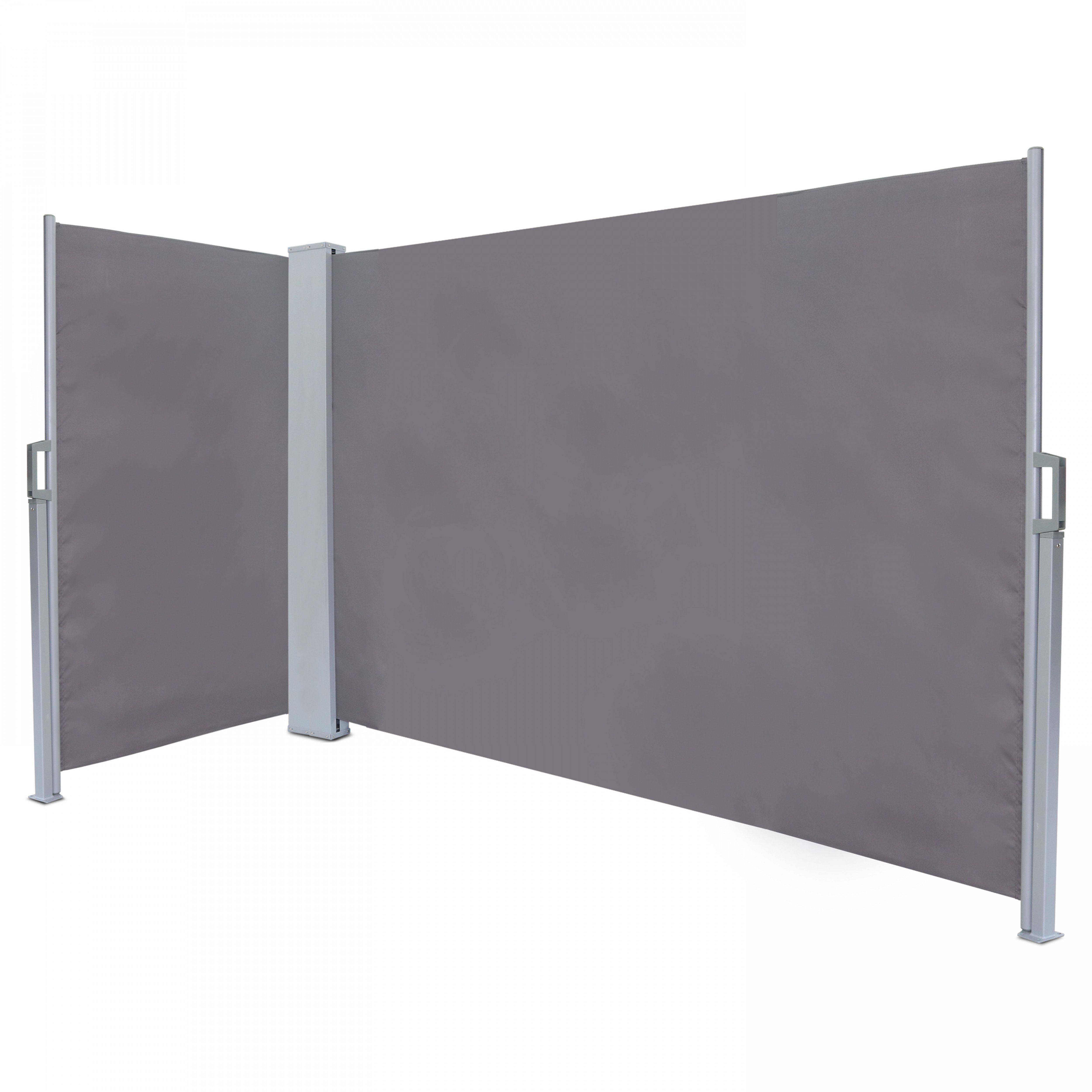 Oviala - Double paravent brise vue occultant rétractable - 6 x 1,60 m gris - Oviala - Imagen 2