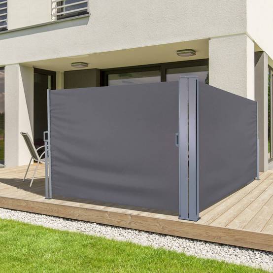 Oviala - Double paravent brise vue occultant rétractable - 6 x 1,60 m gris - Oviala - Imagen 3