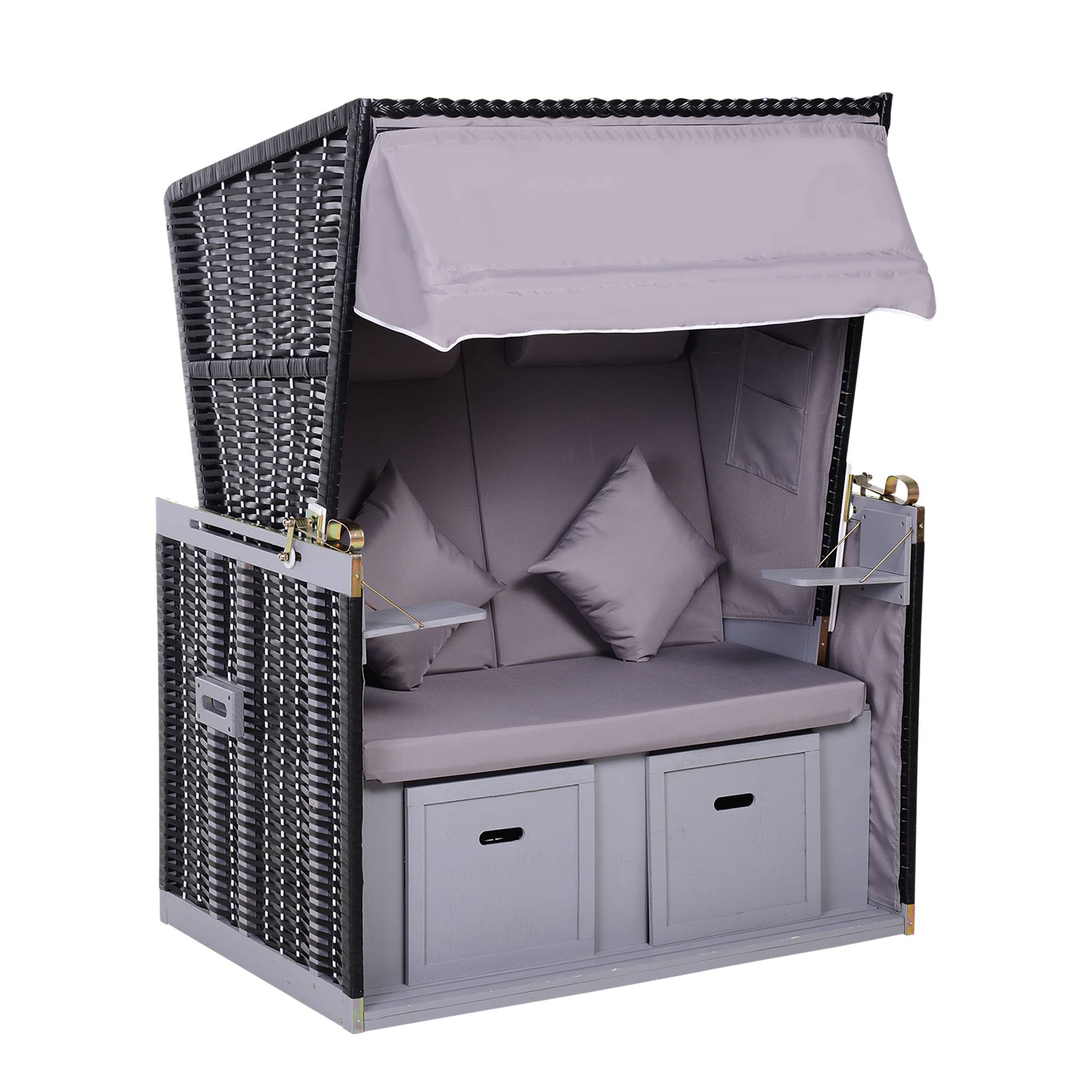 Cabine de plage résine tressée gris 118 x 79 x 150 cm - PANGIVO - Image 1