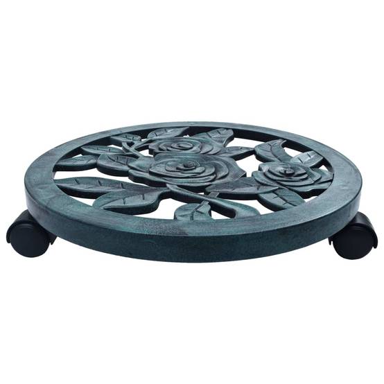 Set de 6 Supports Roulants Pots Plastique Durable Vert Roulettes 360° pour Terrasse et Intérieur 38 cm – ComfortXL Outdoor Living - Imagen 2