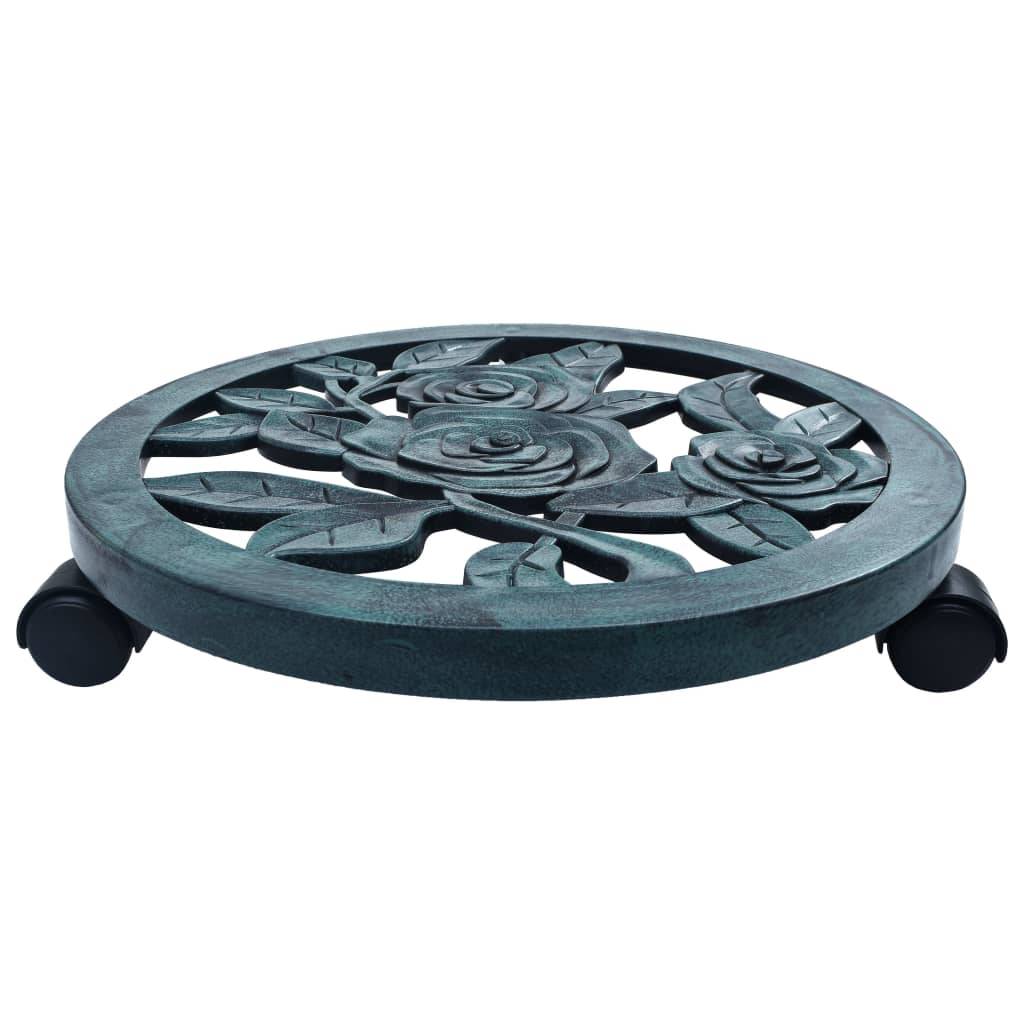 Set de 6 Supports Roulants Pots Plastique Durable Vert Roulettes 360° pour Terrasse et Intérieur 38 cm – ComfortXL Outdoor Living - Imagen 2