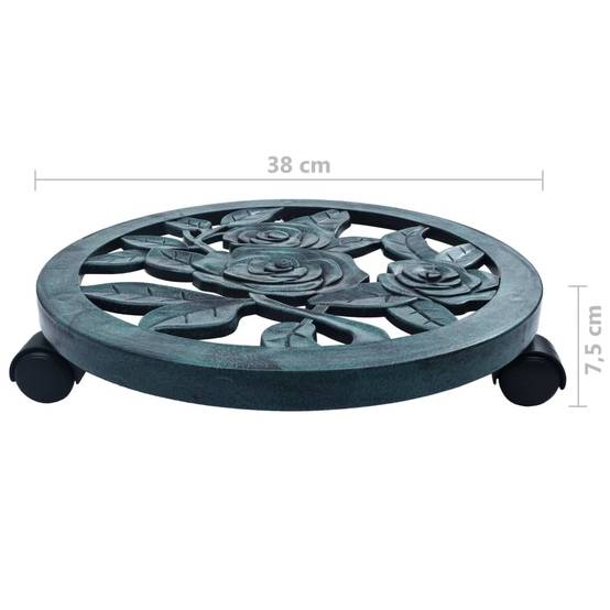 Set de 6 Supports Roulants Pots Plastique Durable Vert Roulettes 360° pour Terrasse et Intérieur 38 cm – ComfortXL Outdoor Living - Imagen 5