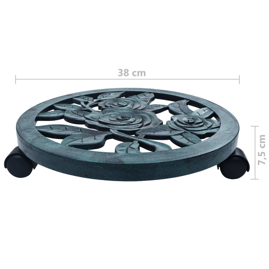 Set de 6 Supports Roulants Pots Plastique Durable Vert Roulettes 360° pour Terrasse et Intérieur 38 cm – ComfortXL Outdoor Living - Imagen 5