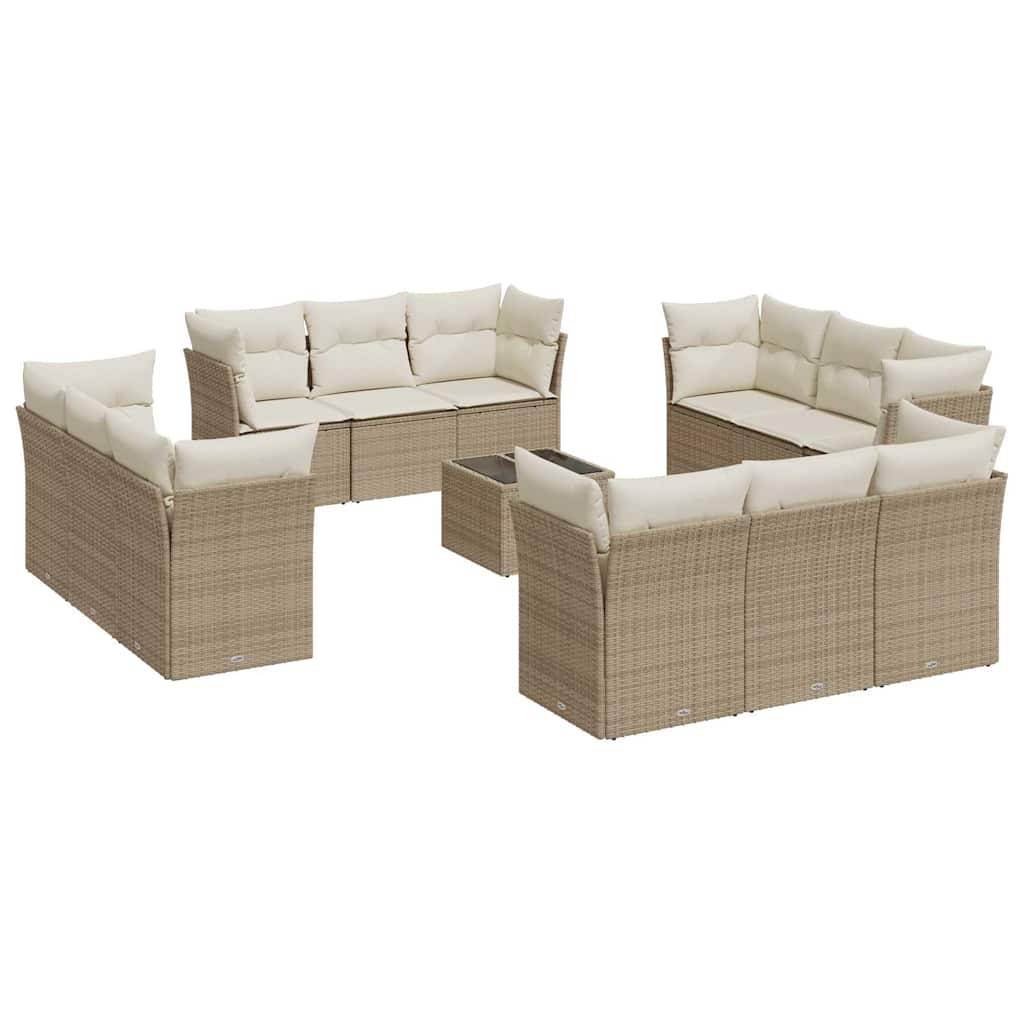 Grand salon de jardin 12 personnes résine tressée modulable table basse pour famille Beige – ComfortXL Outdoor Living - Image 2