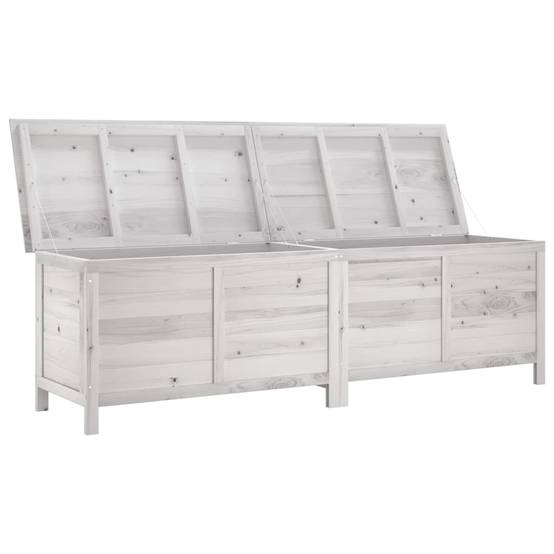 Boîte de rangement jardin bois massif blanc 198.5 x 50 x 56.5 cm - PANGIVO - Image 3