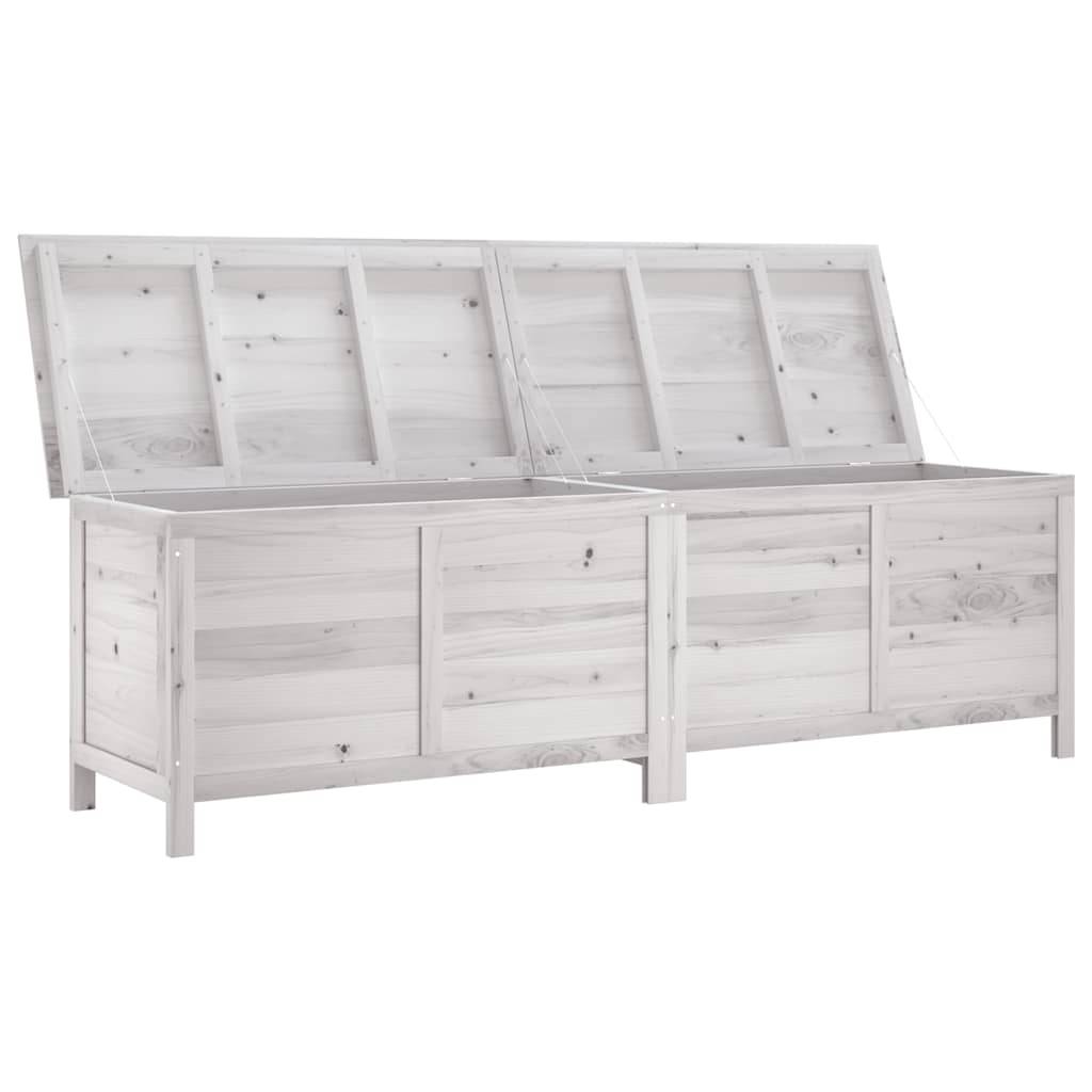 Boîte de rangement jardin bois massif blanc 198.5 x 50 x 56.5 cm - PANGIVO - Image 3