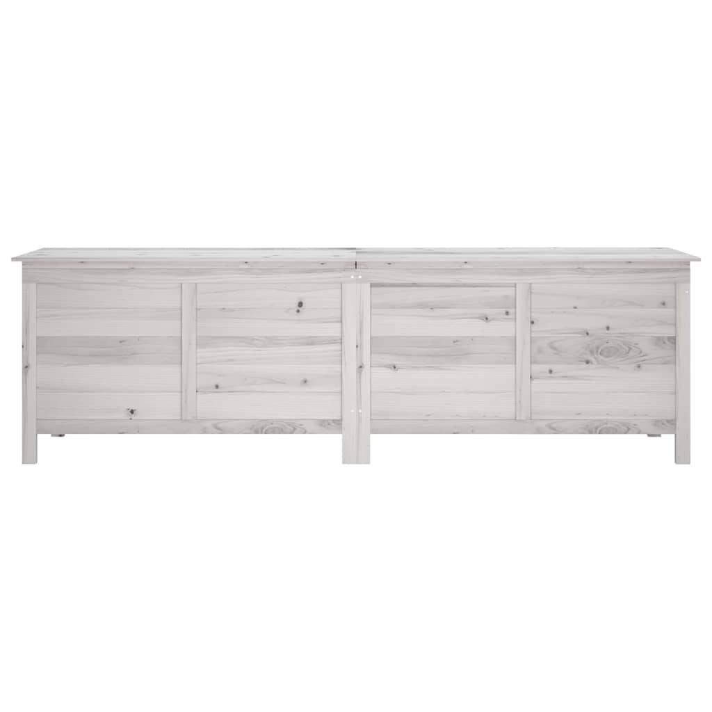 Boîte de rangement jardin bois massif blanc 198.5 x 50 x 56.5 cm - PANGIVO - Image 4