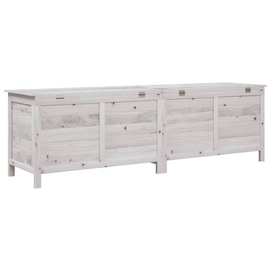 Boîte de rangement jardin bois massif blanc 198.5 x 50 x 56.5 cm - PANGIVO - Image 6