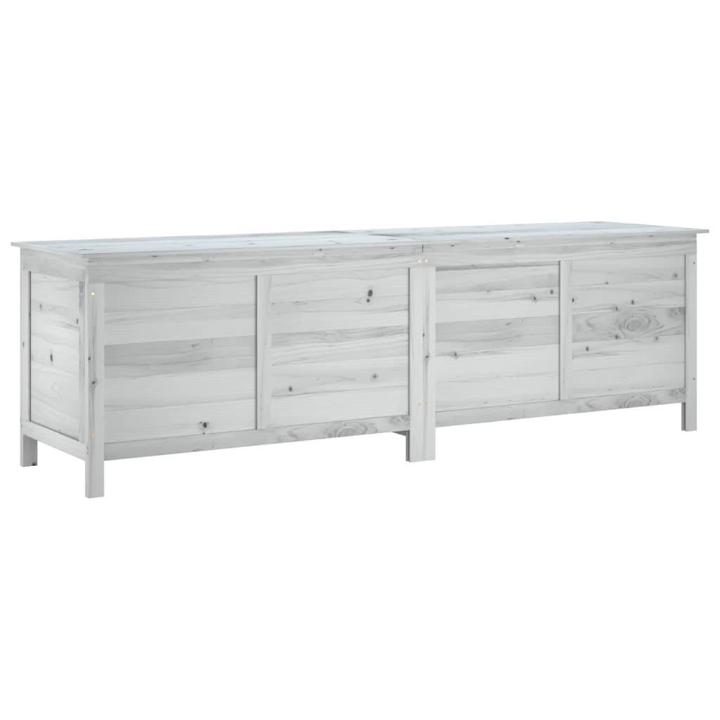 Boîte de rangement jardin bois massif blanc 198.5 x 50 x 56.5 cm - PANGIVO - Image 2